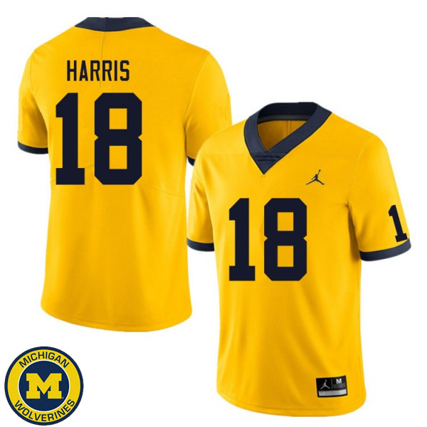 Men University of Michigan #18 Keshaun Harris Yellow High School Jersey